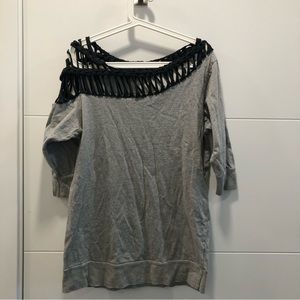 Ecoté (Urban Outfitters) unique grey top with strappy/distressed shoulders